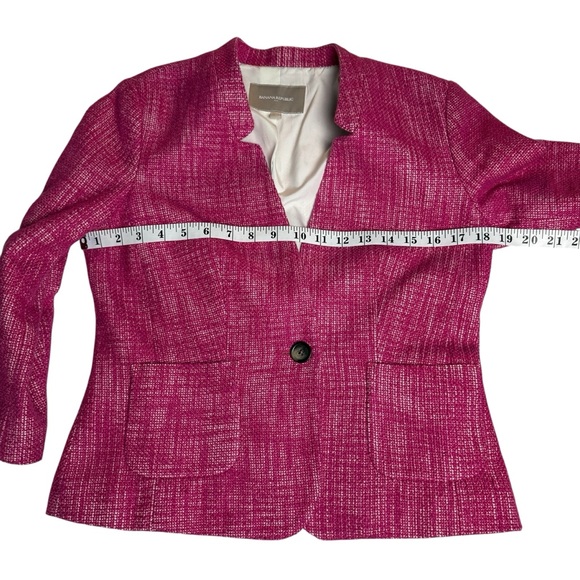 Womens Banana Republic Tweed Hot Pink Blazer/Jacket SZ 6 Lightweight Career Fall - Picture 6 of 8